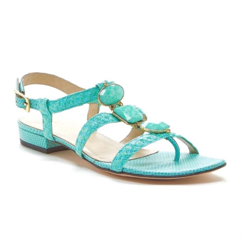 Eric Javits Sandals Turquoise Flats Size 8 Shoes